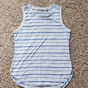 Athleta White and Blue Striped Tank Top